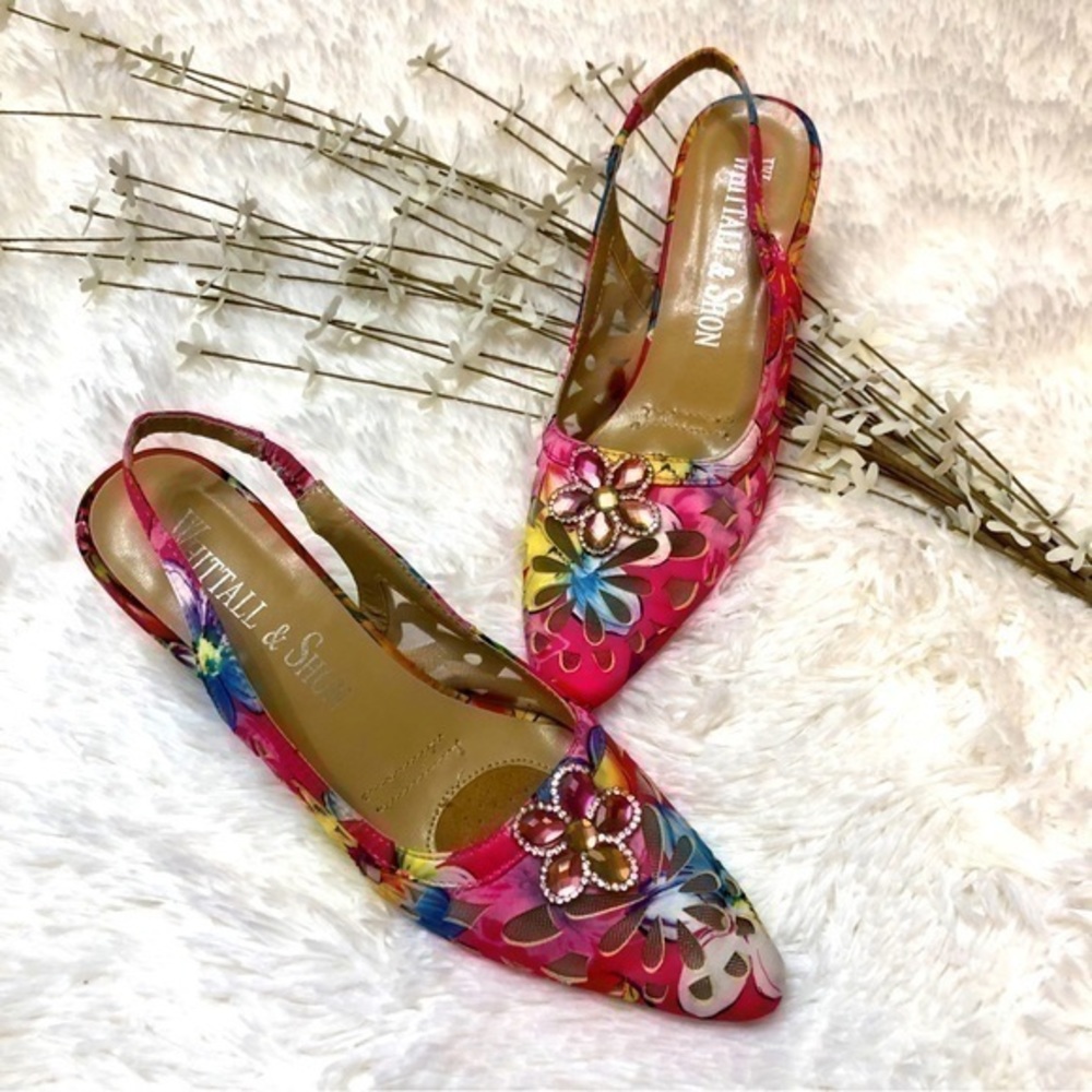 Colorful Floral Slingback Heels